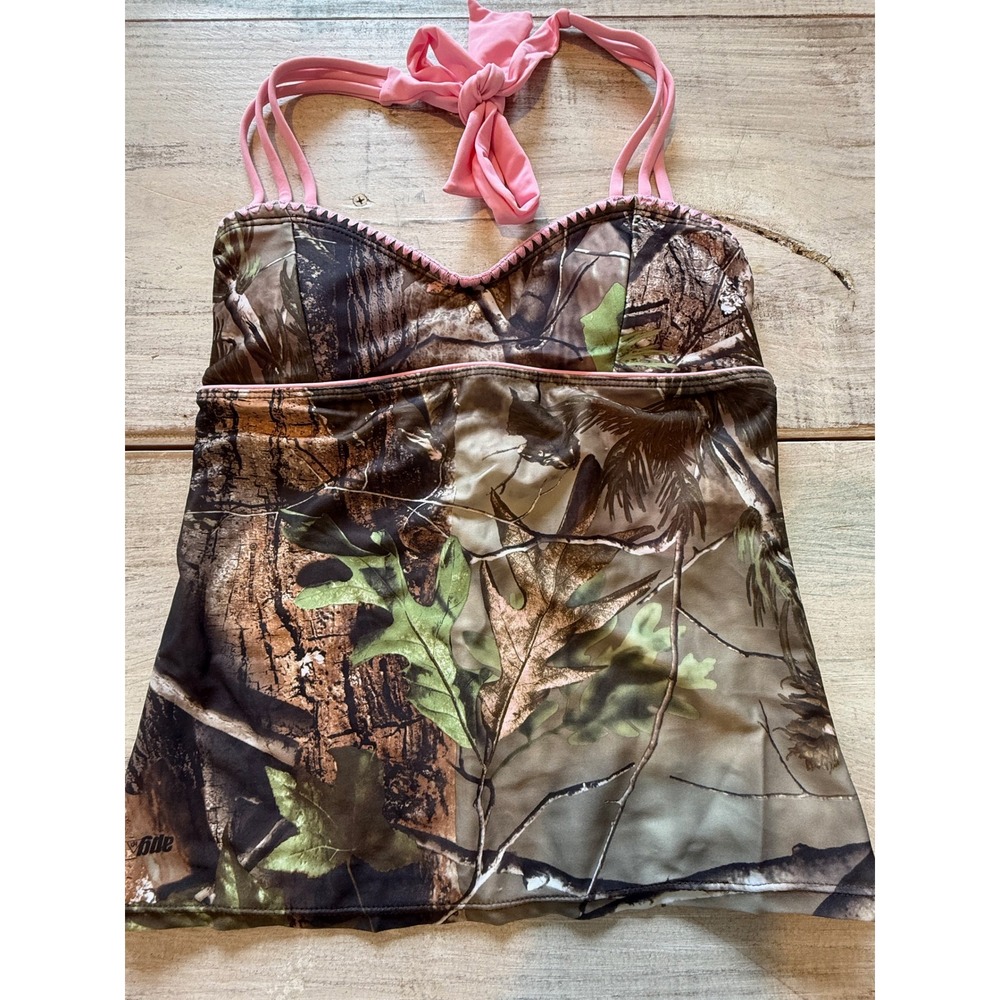 Realtree Girl Womens Camo Pink Tankini Swim Top Size Small NWT